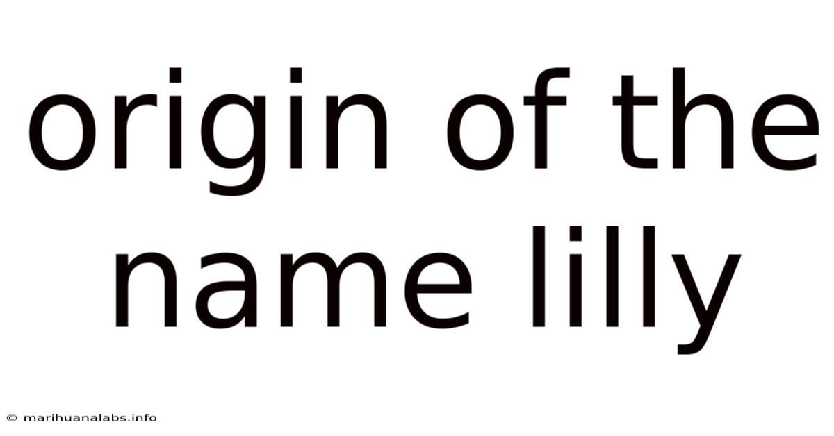 Origin Of The Name Lilly