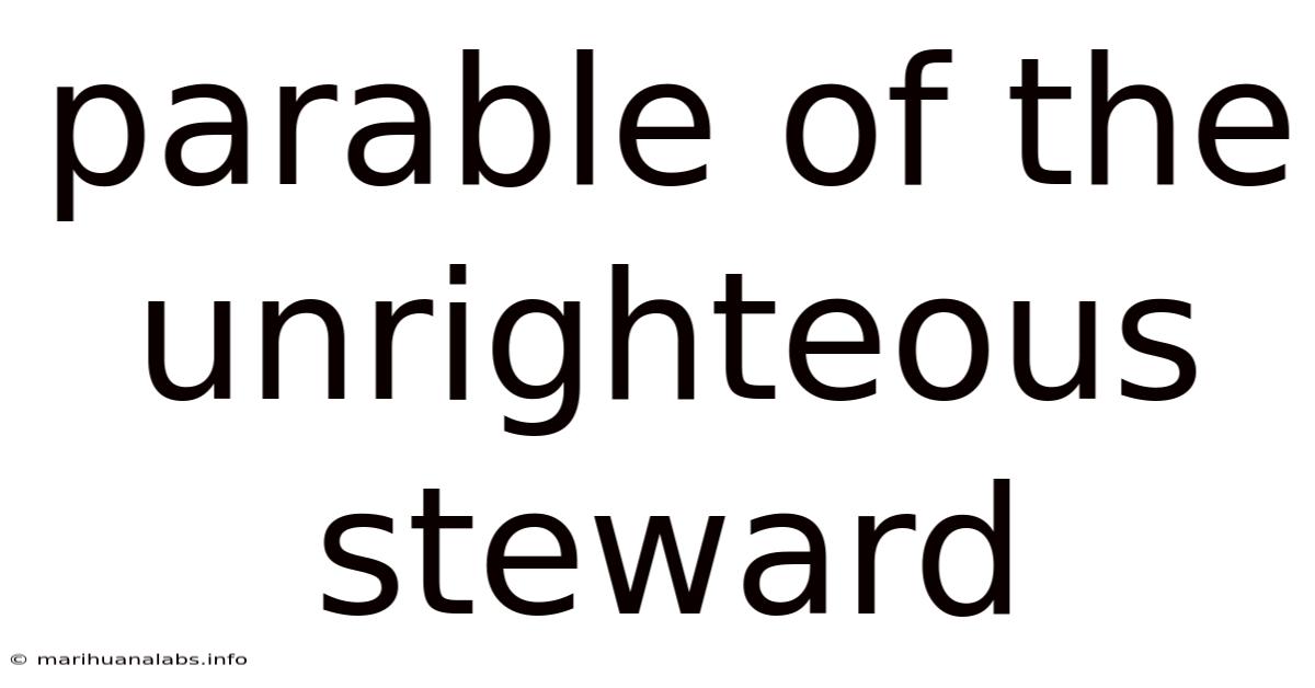 Parable Of The Unrighteous Steward