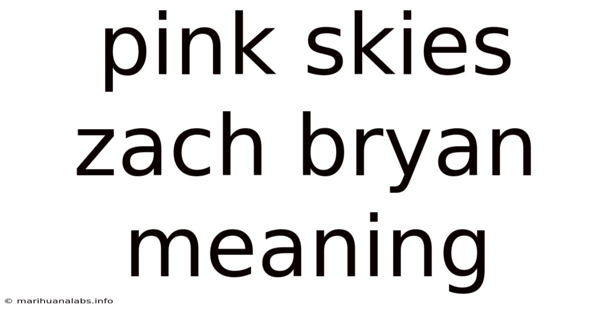 Pink Skies Zach Bryan Meaning