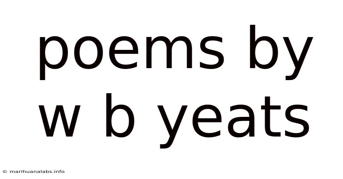 Poems By W B Yeats