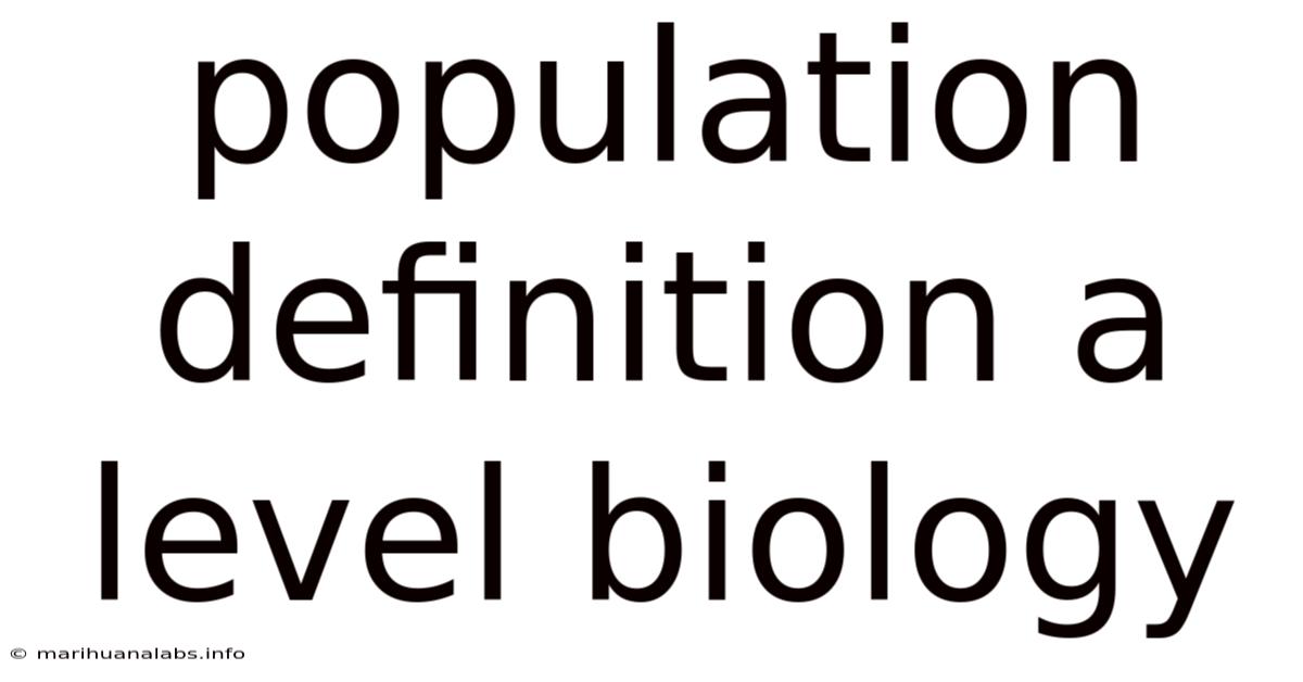 Population Definition A Level Biology