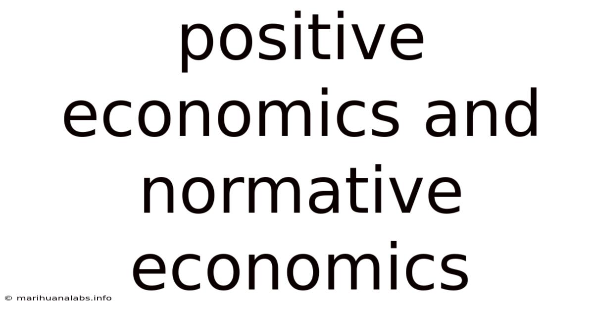 Positive Economics And Normative Economics