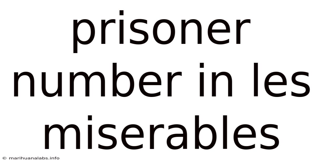 Prisoner Number In Les Miserables