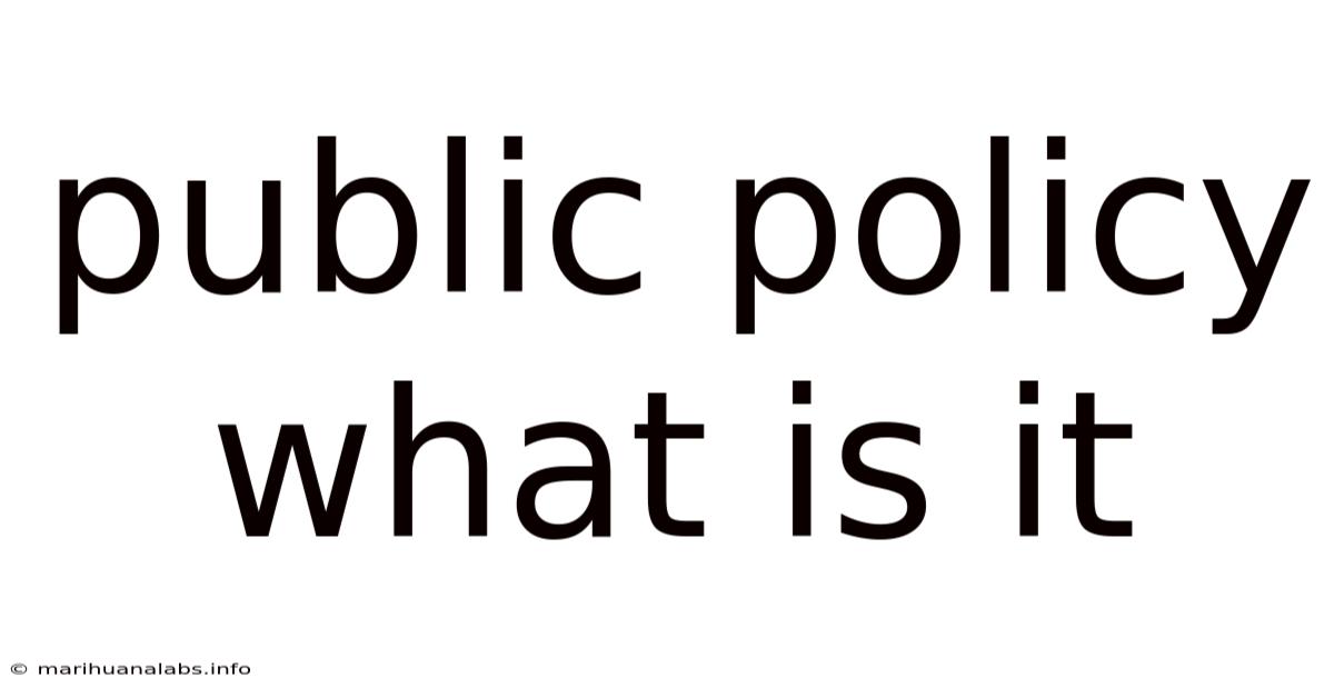Public Policy What Is It