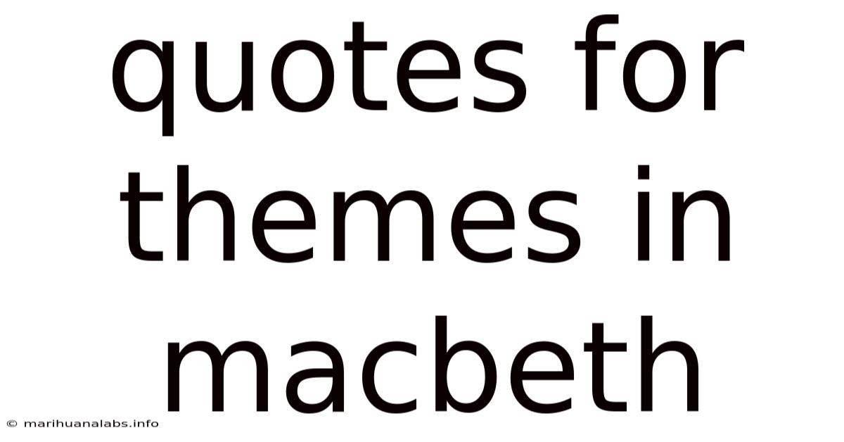 Quotes For Themes In Macbeth