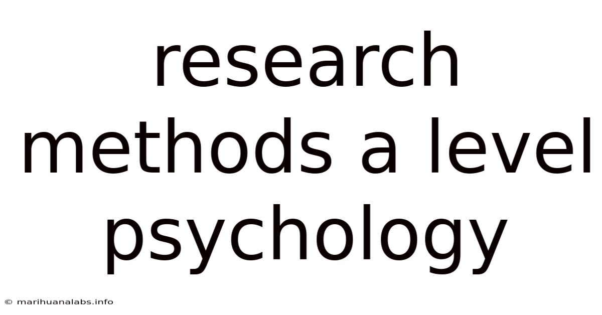Research Methods A Level Psychology