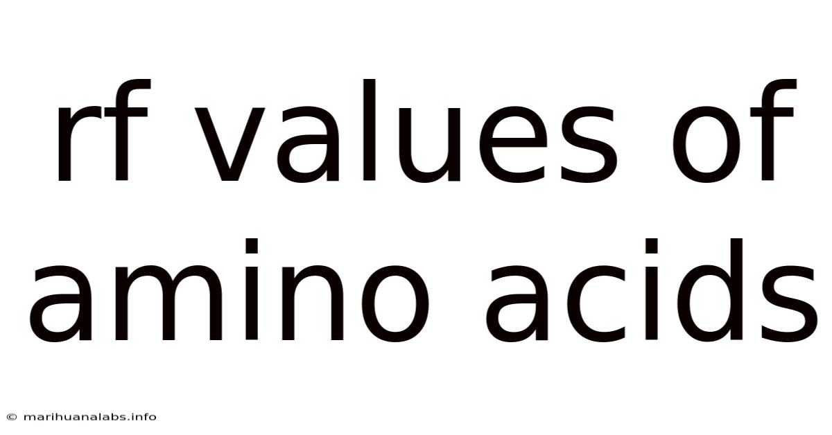 Rf Values Of Amino Acids