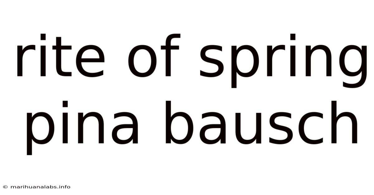 Rite Of Spring Pina Bausch