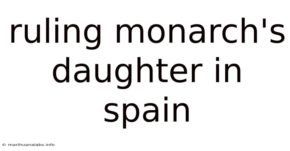 Ruling Monarch's Daughter In Spain