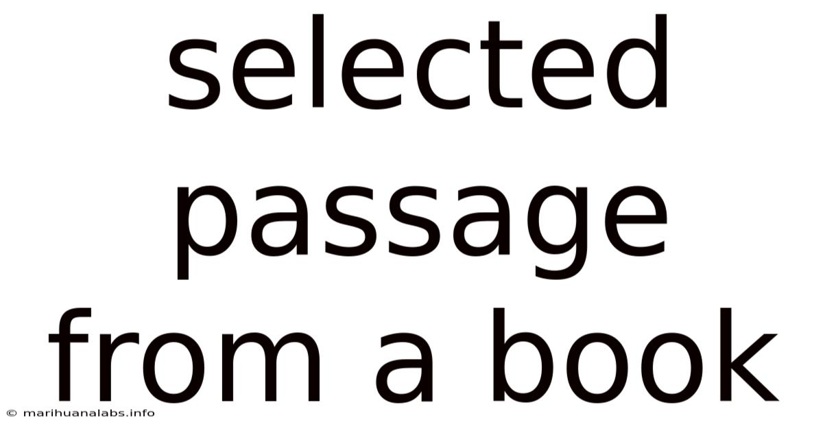 Selected Passage From A Book
