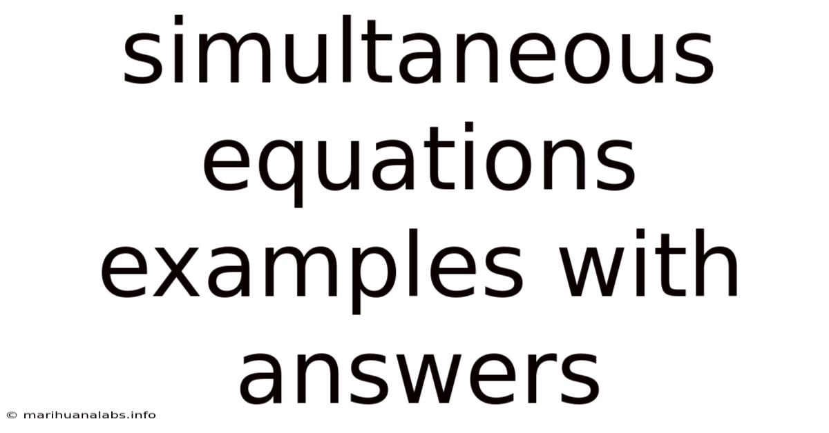 Simultaneous Equations Examples With Answers