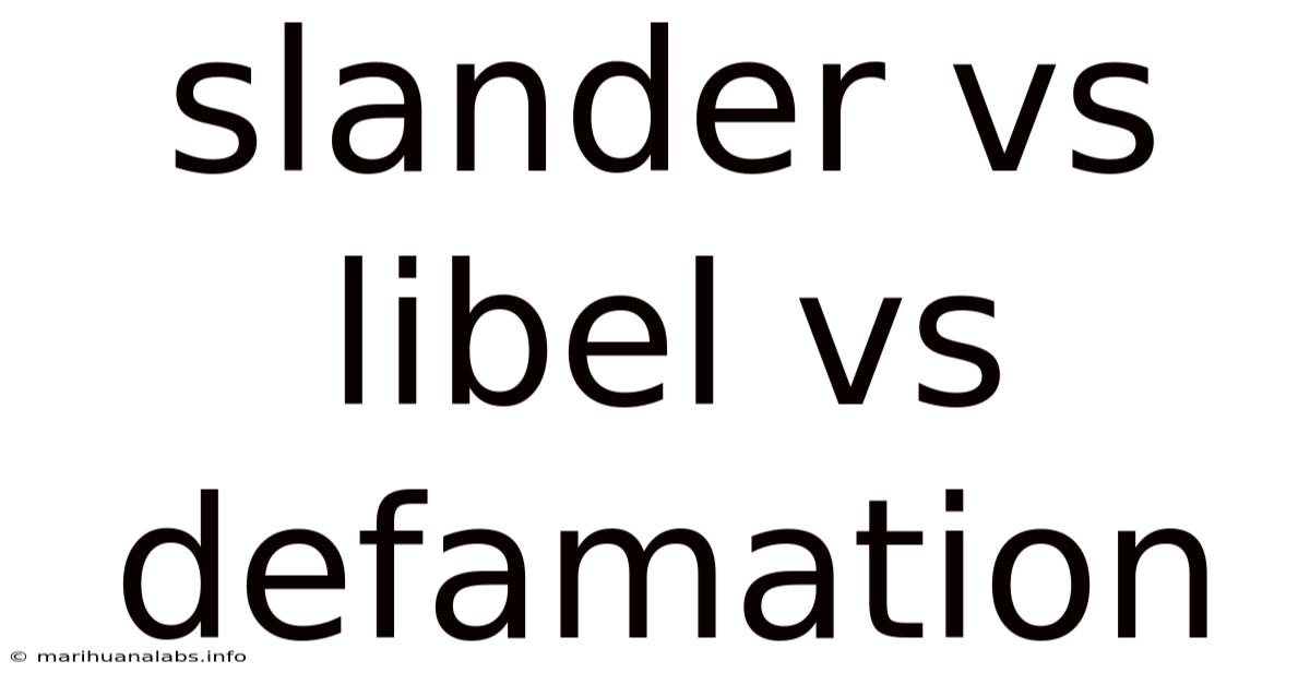 Slander Vs Libel Vs Defamation