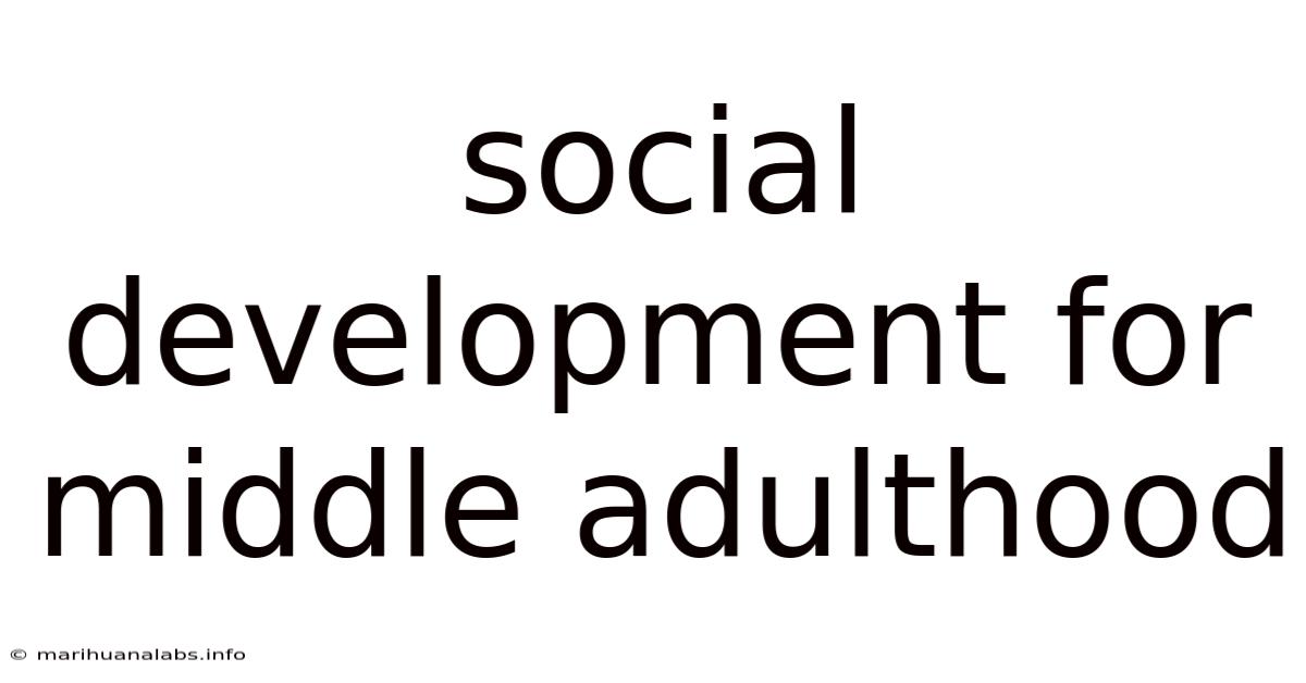 Social Development For Middle Adulthood