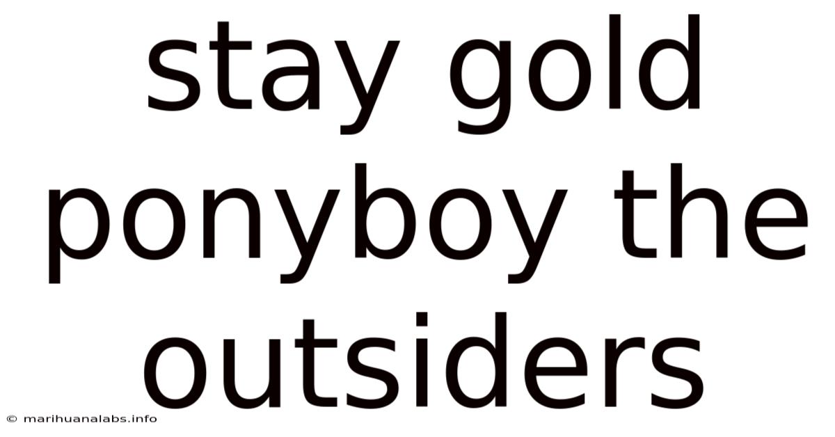 Stay Gold Ponyboy The Outsiders