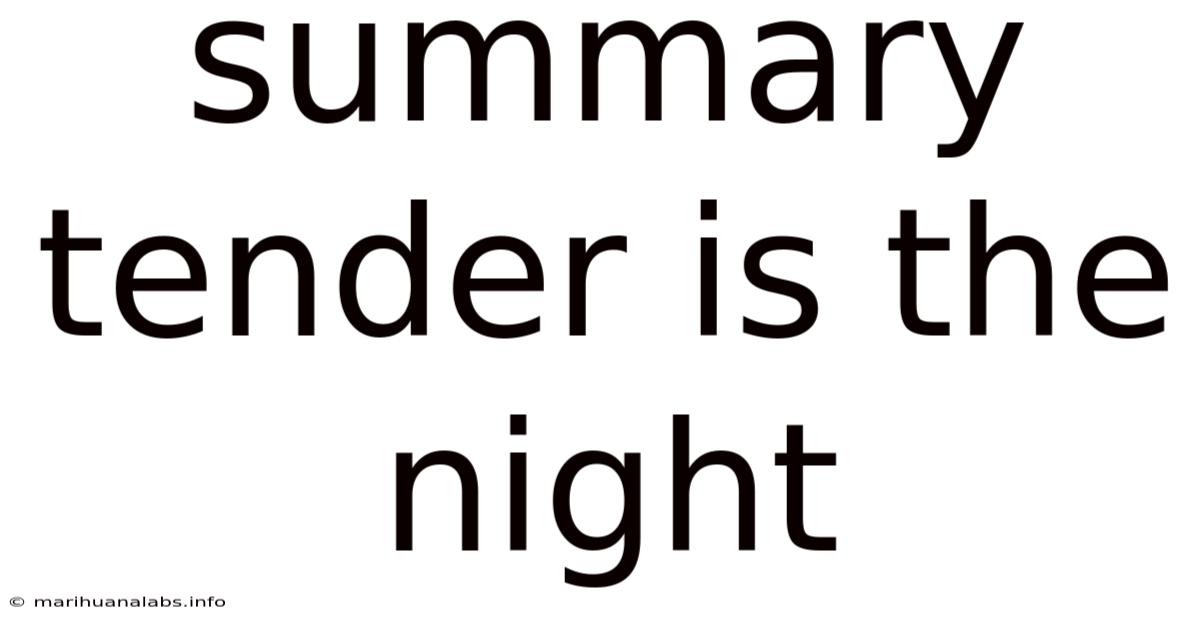 Summary Tender Is The Night