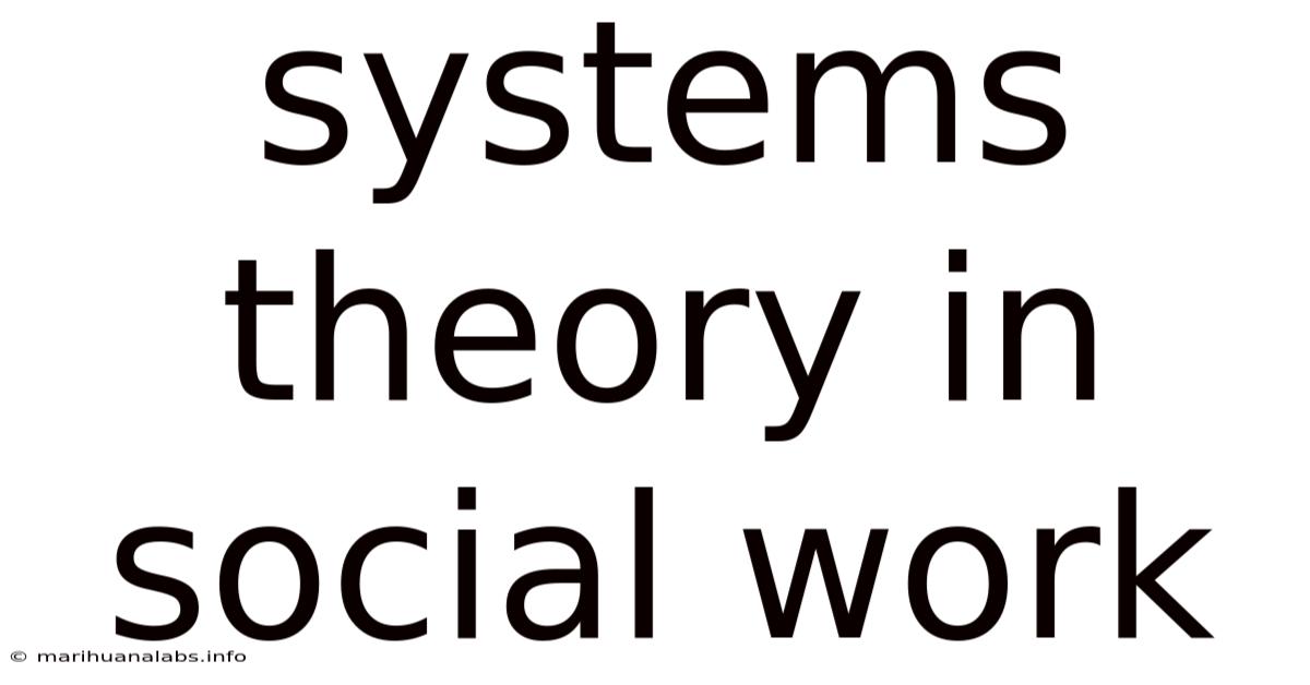Systems Theory In Social Work