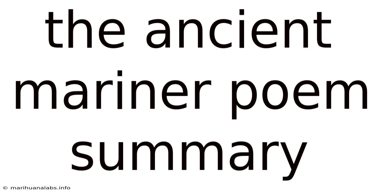 The Ancient Mariner Poem Summary