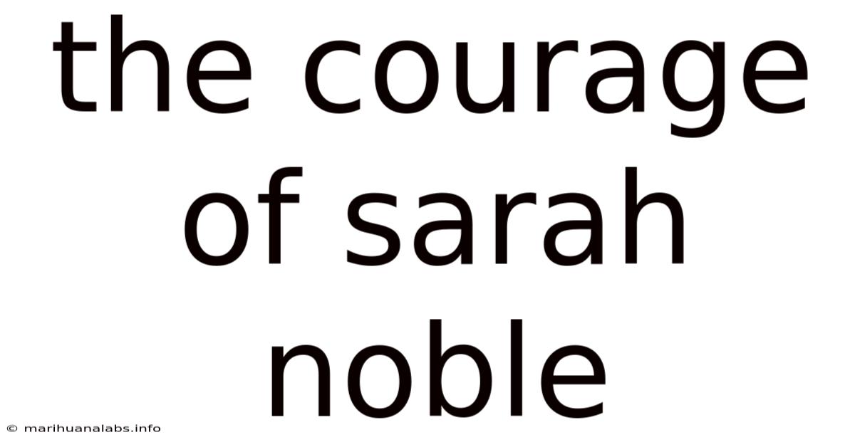 The Courage Of Sarah Noble