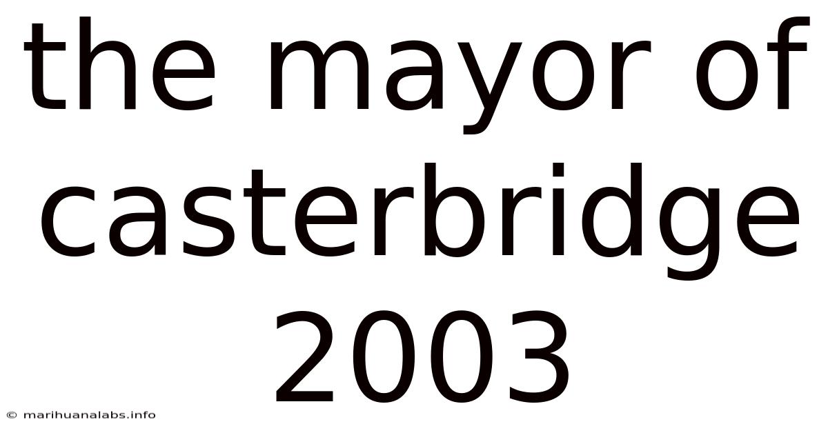 The Mayor Of Casterbridge 2003