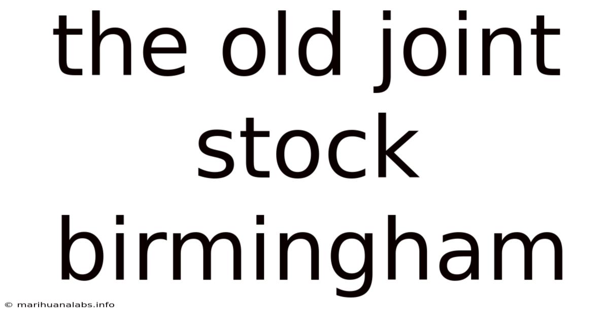 The Old Joint Stock Birmingham