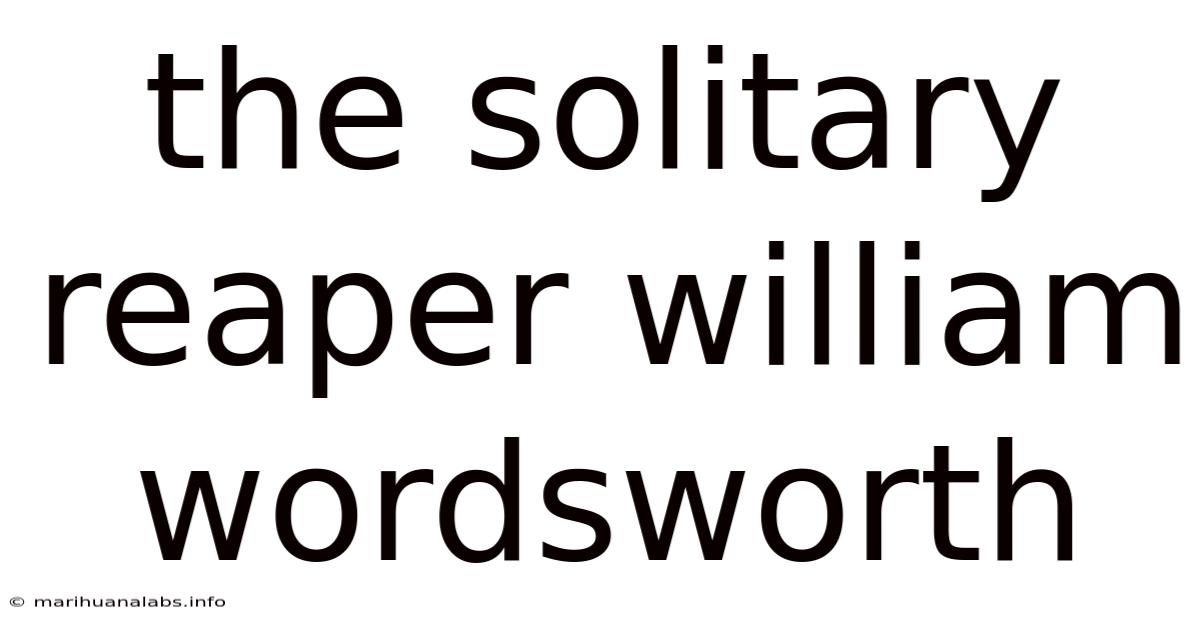 The Solitary Reaper William Wordsworth
