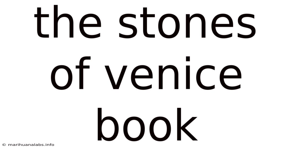 The Stones Of Venice Book
