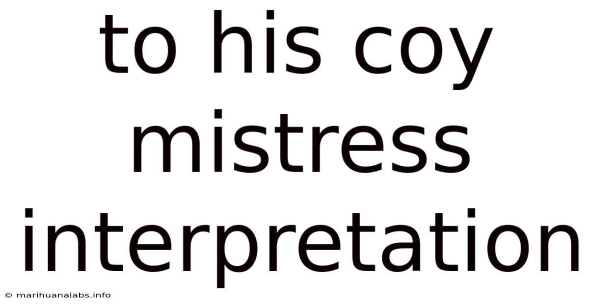 To His Coy Mistress Interpretation