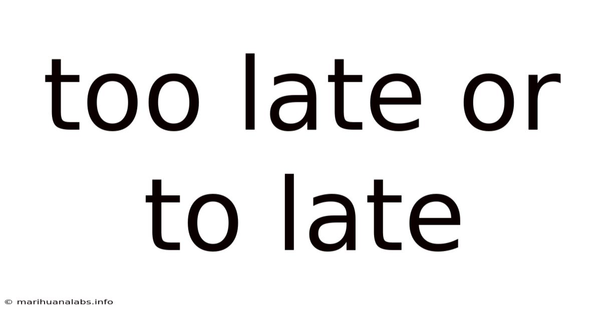 Too Late Or To Late