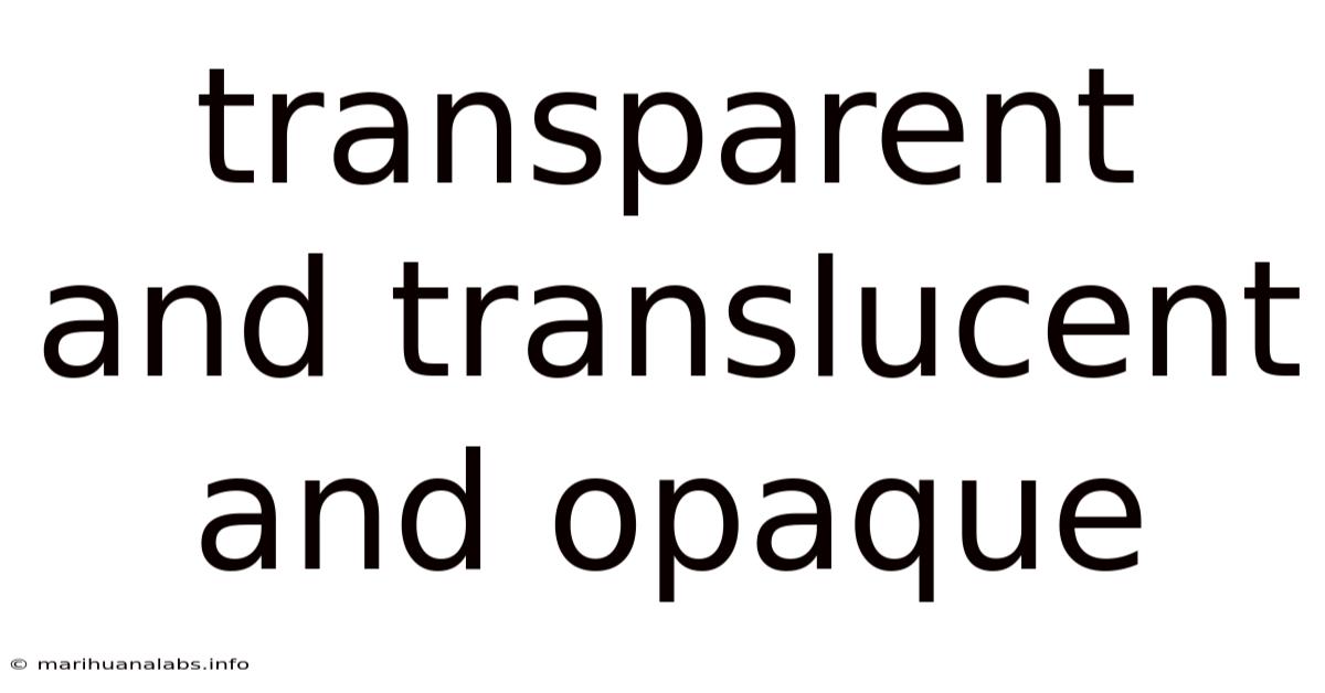 Transparent And Translucent And Opaque