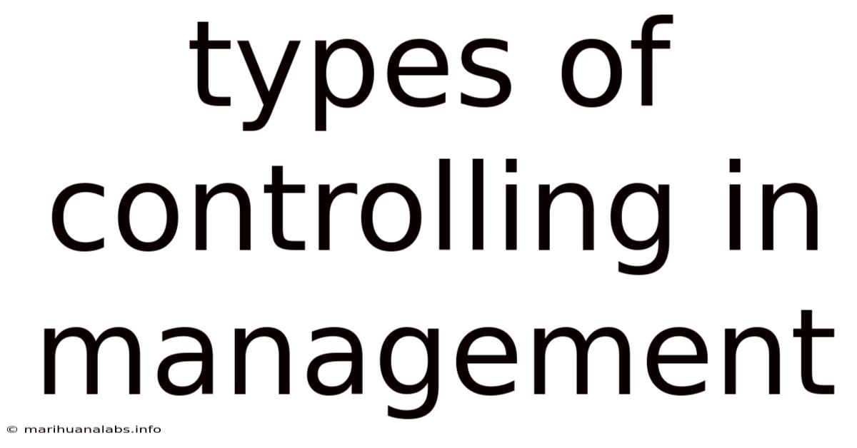 Types Of Controlling In Management