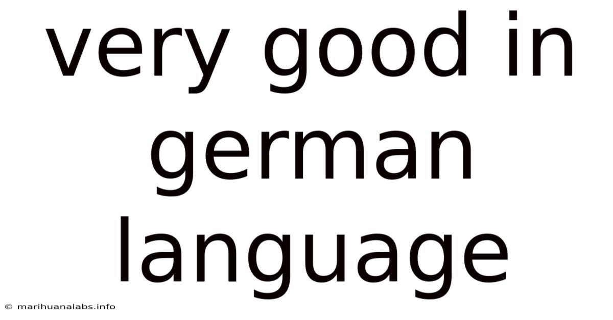Very Good In German Language