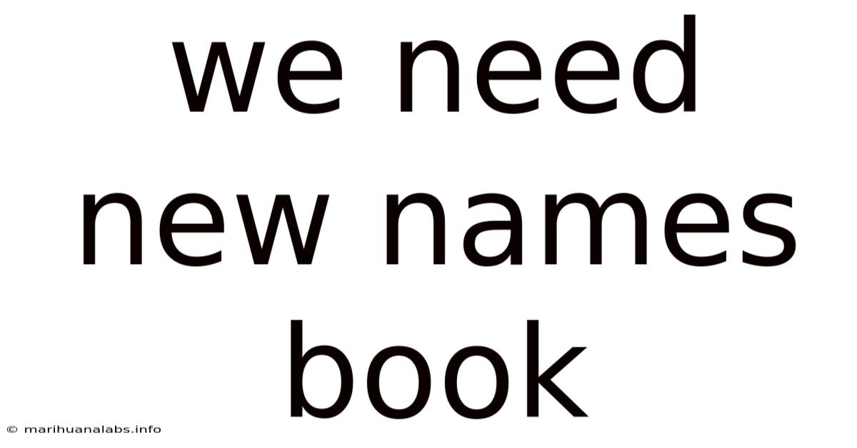 We Need New Names Book
