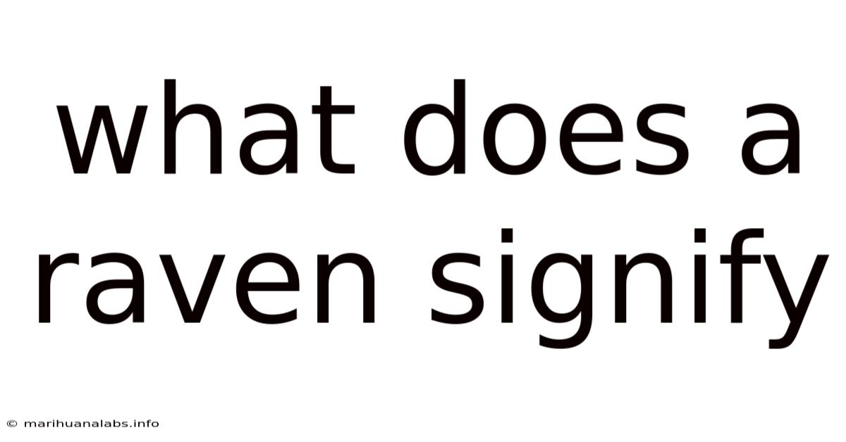 What Does A Raven Signify