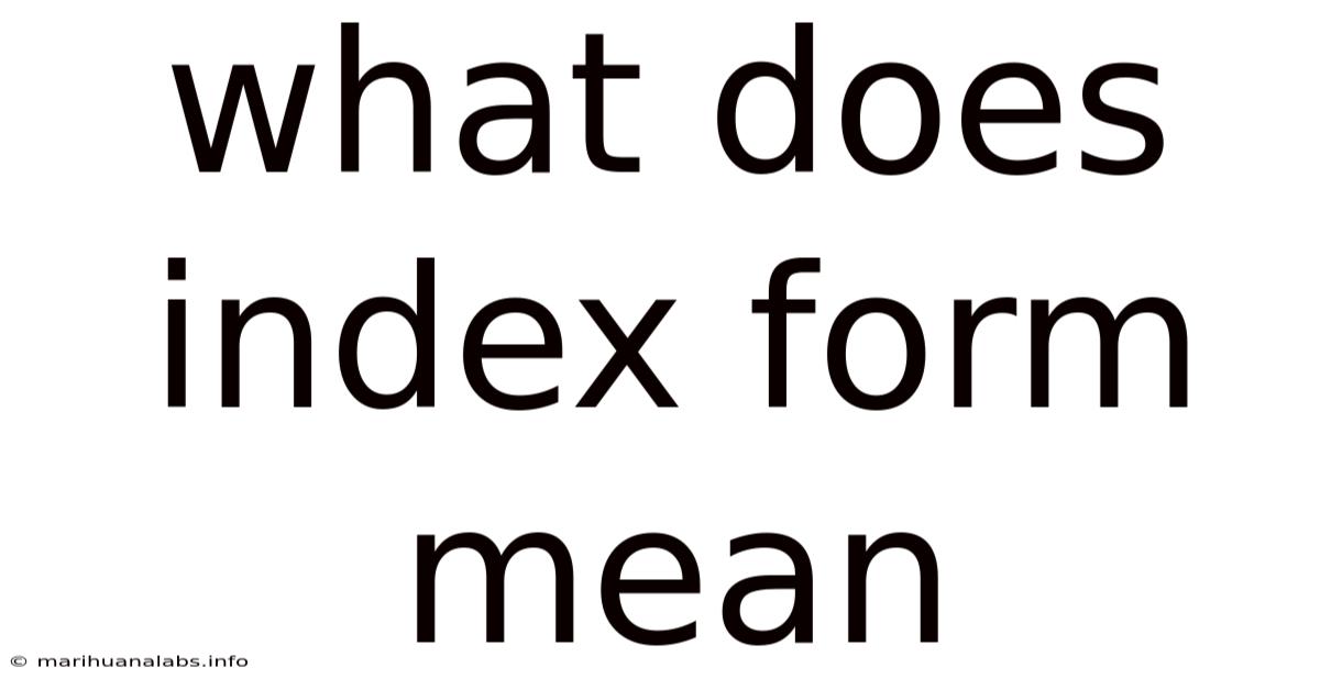 What Does Index Form Mean