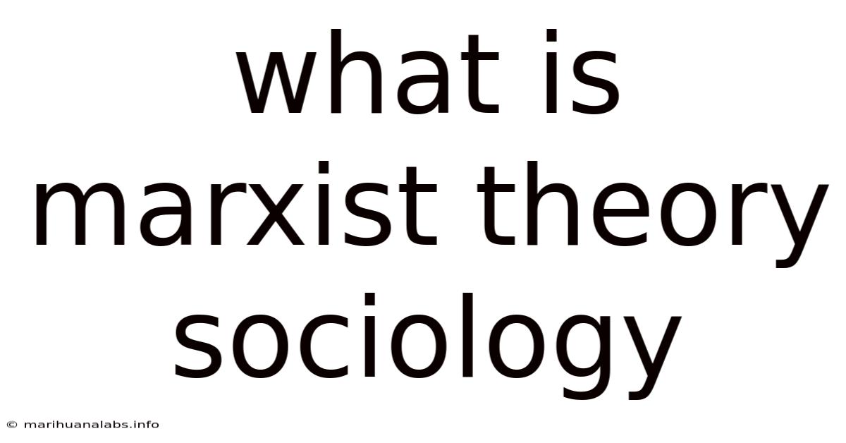 What Is Marxist Theory Sociology