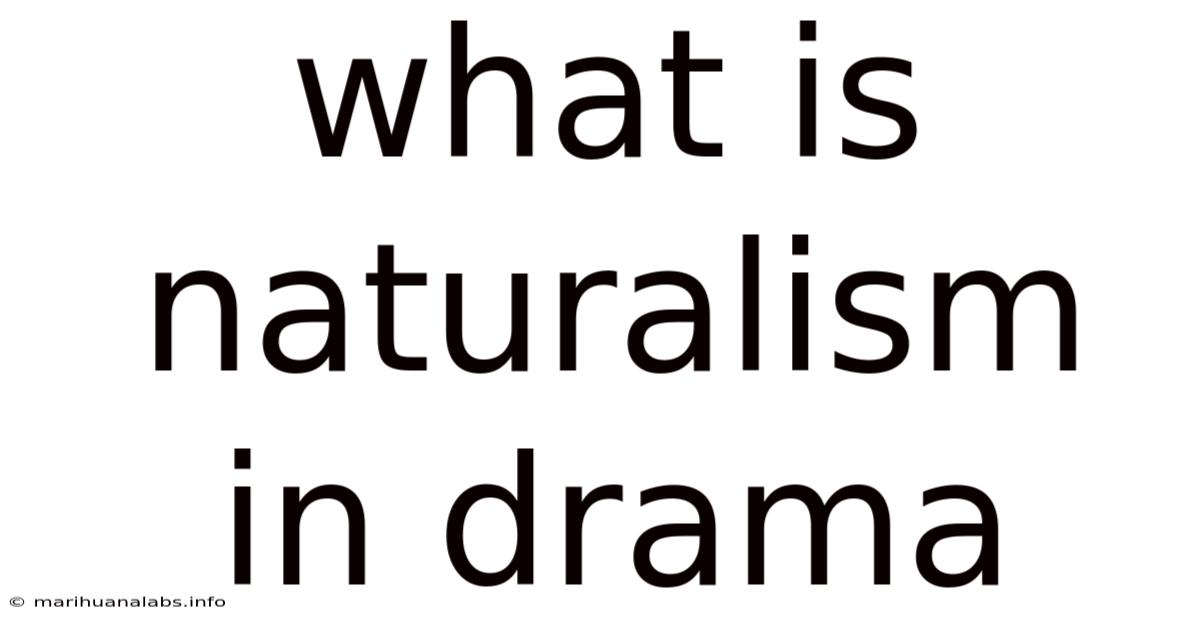 What Is Naturalism In Drama
