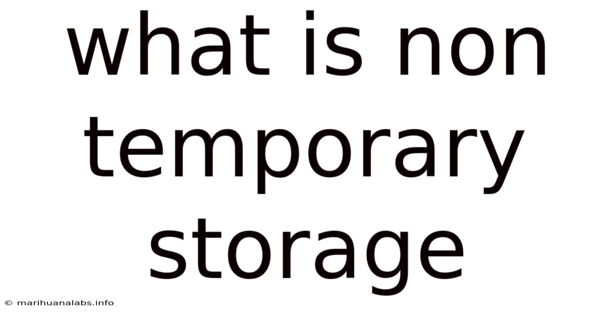 What Is Non Temporary Storage