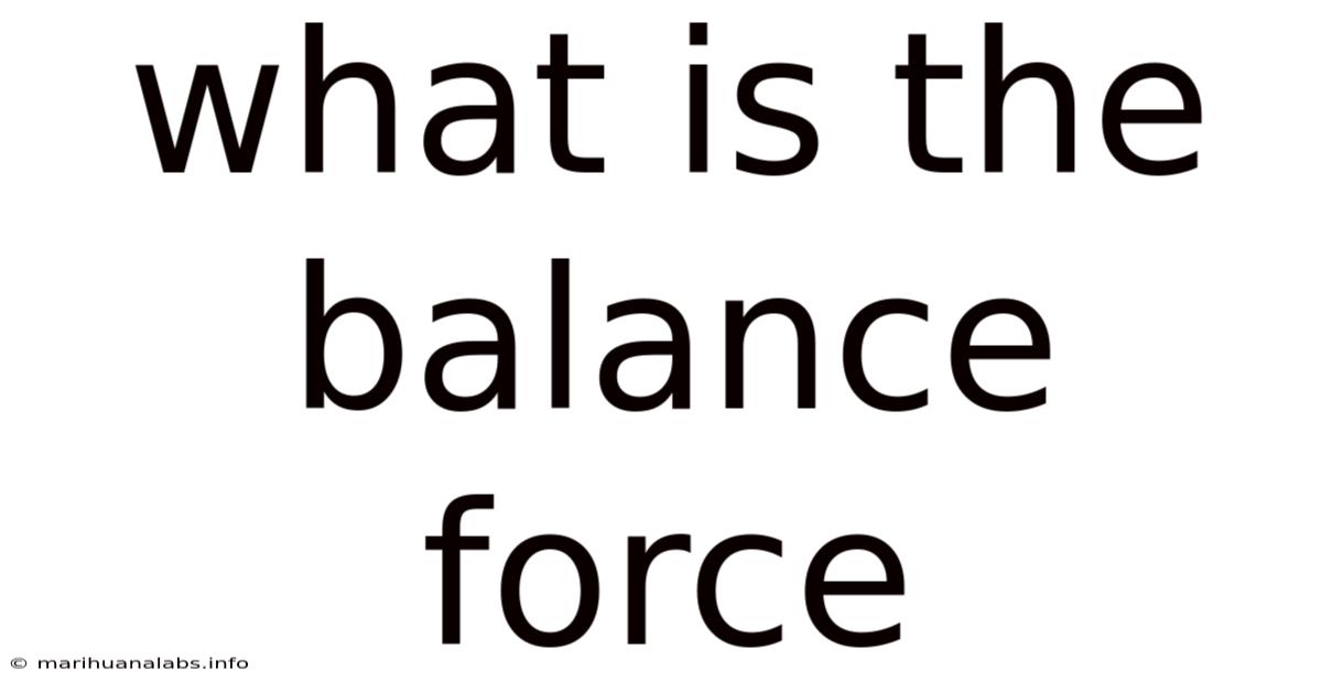 What Is The Balance Force