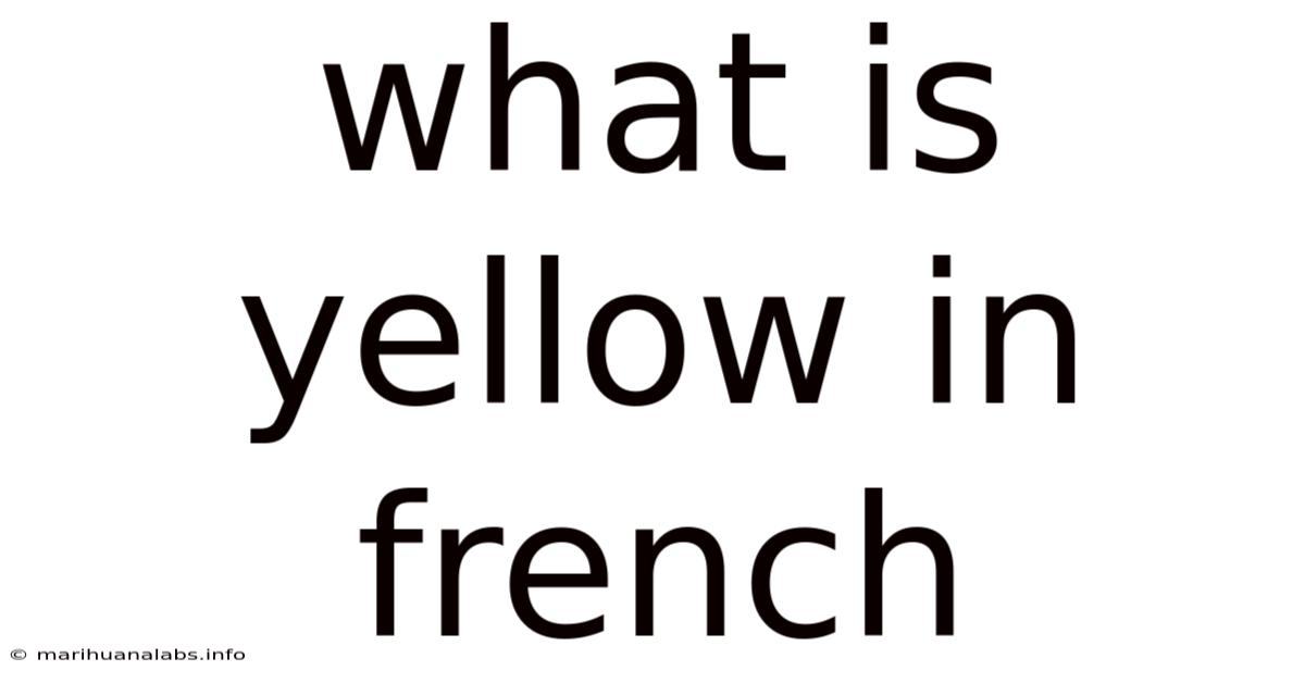 What Is Yellow In French