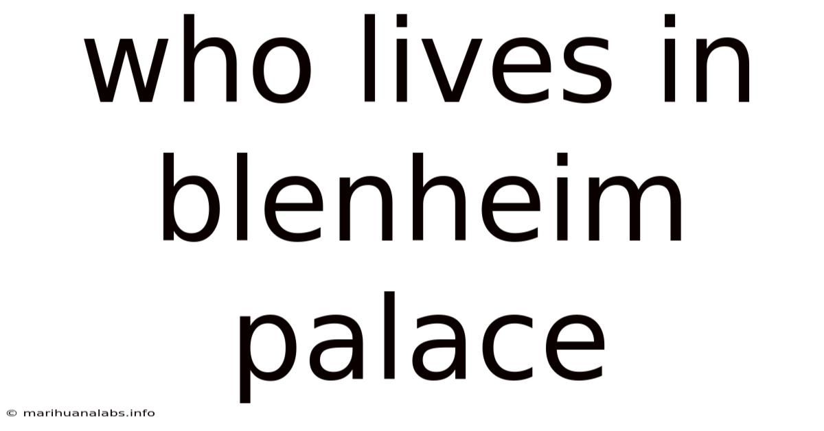 Who Lives In Blenheim Palace