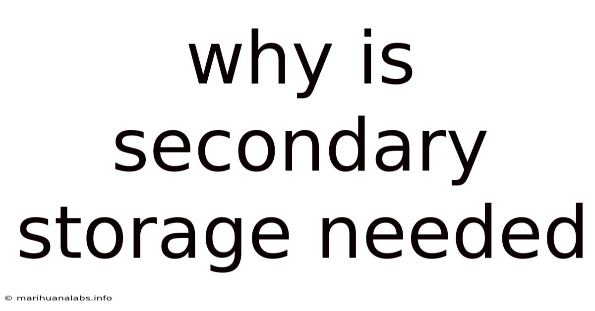 Why Is Secondary Storage Needed