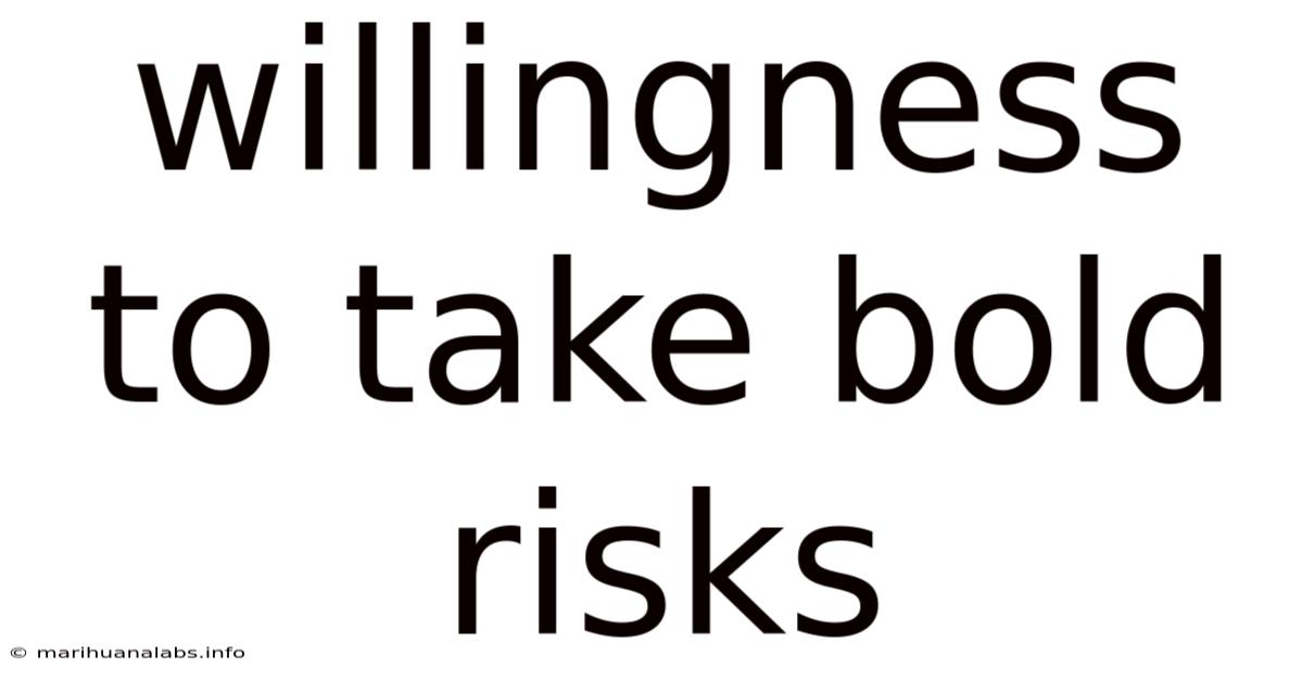 Willingness To Take Bold Risks